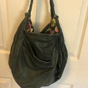 Recycled Leather Green Hobo-style handbag